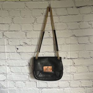 Michael Kors Small Black Leather Shoulder Bag Crossbody Purse 8"W x 7"H